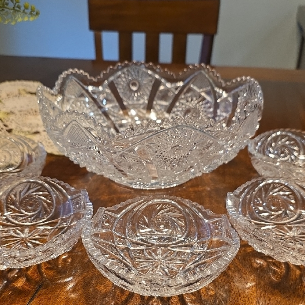 Vintage Imperial Serving Bowl And EAPG Desert Bowls - Picture 11 of 11